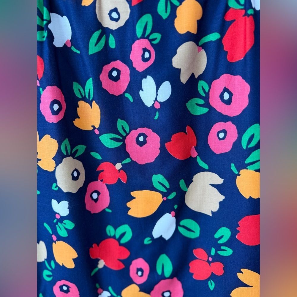 Vintage 1960s Navy Floral MOD Scooter Mini Skirt w/ Built-In Shorts - Picture 7 of 13